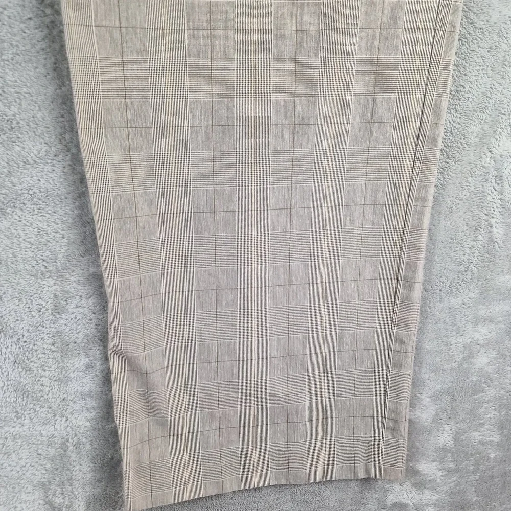Banana Republic Dress Pants Men 36x30 (fits 34x28) Beige Plaid 100% Cotton Flat